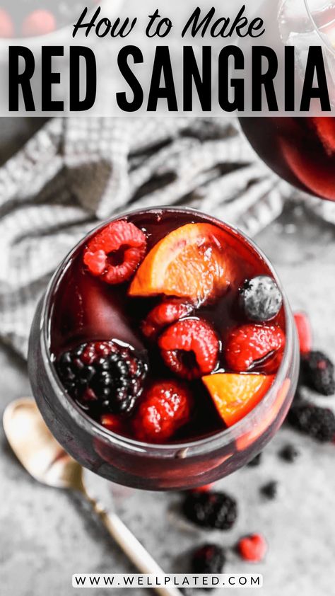 This refreshing red sangria recipe is the absolute best! Citrus, berries, and a splash of brandy make this red wine sangria the ultimate party drink. Red Sangria Recipe, Red Sangria Recipes, Easy Sangria Recipes, Fruit Sangria, Red Wine Sangria, Holiday Meal Planning, Wine Sangria, Sangria Recipe, Red Sangria