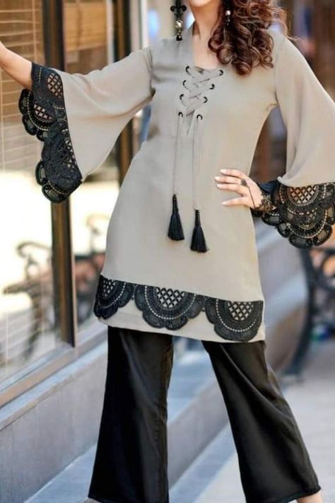 trendy dresses Fashion Kurtis Style, Stylish Dress Design In Pakistan, Frock Ideas For Women, New Style Outfits, Stylish Suit Designs, Casual Winter Dresses, Frock Designs For Women, Frock Ideas, Neat Casual Outfits