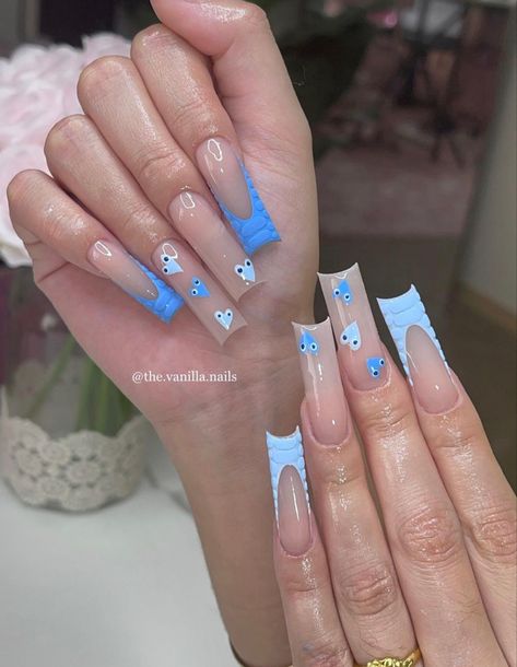 Blue Teddy Bear Nails, Blue Acrylics, Baby Blue Acrylic Nails, Bday Hair, Nail Aesthetic, Hype Beast, Makeup Nails Designs, Bears Nails, Baby Blue Nails