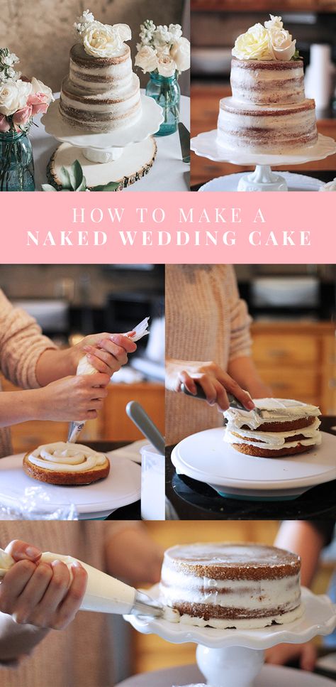 WEDDING // PART TWO: OUR NAKED WEDDING CAKE - A Classy Fashionista | How to make a naked wedding cake | Wedding cake tutorial | Farmhouse wedding Makeup Decoration, Wedding Cake Tutorial, How To Make Wedding Cake, Cakes To Make, Diy Wedding Cake, Wedding Cake Recipe, Chocolate Wedding Cake, Wedding Cake Table