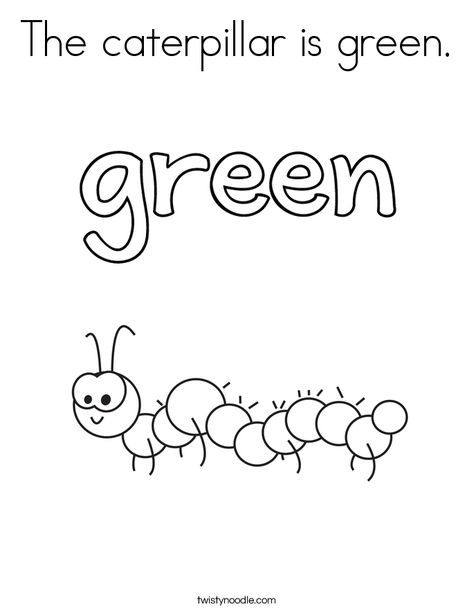 Green Coloring Page, Caterpillar Worksheets, Preschool Alphabet Book, Subbing Ideas, Green Activities, Daycare Lesson Plans, Summer Preschool Crafts, Handwriting Worksheets For Kids, Nursery Rhymes Activities