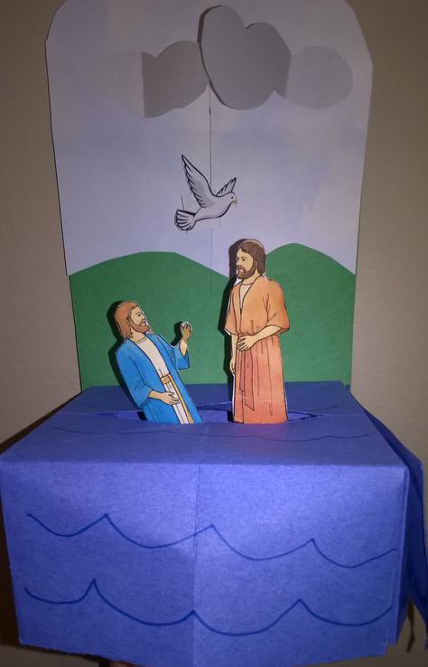 Bautizo de Jesus Jesus Baptism Craft, Baptism Craft, Craft Useful, Jesus Crafts, Children's Church Crafts, Bible Story Crafts, Sunday School Kids, Preschool Bible, Bible School Crafts