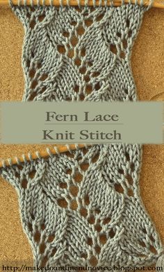 Knit Lace Pattern Stitches, Lace Yarn Knitting Patterns, Fern Lace Knitting Pattern, Lace Knitting Free Patterns, Lace Pattern Knitting Charts, Fun Knitting Stitches, Knit Lace Scarf Patterns Free, Knitting Stitch Chart, Lace Knit Patterns Free