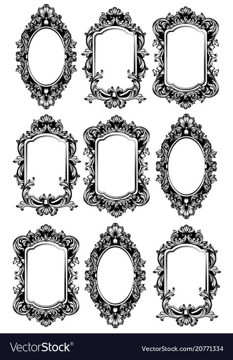 Vintage Frame Tattoo, Wall Mirror Ideas, Mirror Tattoos, Mirror Illustration, Mirror Drawings, Frames Design, Framed Tattoo, Mirror Ideas, 카드 디자인