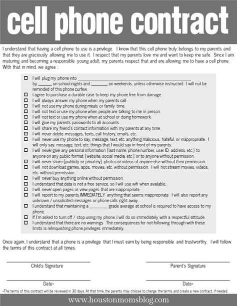 Cell Phone Contract for Teens {FREE Printable!} | Houston Moms Blog Parenting Agreement, Phone Contract, Cell Phone Contract, Kids Cell Phone, Free Cell Phone, Education Positive, Parenting Help, Parenting 101, Chores For Kids