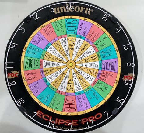 Drinking Dartboard Drinking Games Dart Board, Dart Board Drinking Game Diy, Drinking Game Dart Board, Painted Dart Board Drinking Game, Dartboard Drinking Game, Dart Drinking Games, Drinking Dart Board, Barbie Drinking Game, Dart Board Drinking Game