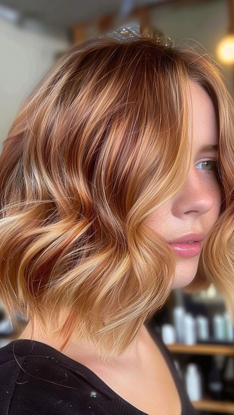 24 Stunning Balayage Ideas for Short Hair That Turn Heads | Lookosm Blonde Hair With Auburn Balayage, Auburn Hair With Blonde Highlights Short, Blonde Auburn Balayage, Balayage For Blonde Hair, Auburn Blonde Highlights, Warm Blonde Short Hair, Auburn Balayage Blonde, Ginger Blonde Balayage, Blonde And Auburn Highlights