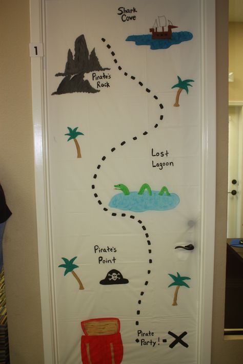 Pirate Theme Door Decorations, Pirate Theme Classroom Door, Diy Pirate Decorations Homemade, Pirate Themed Decorations, Pirate Door Decoration, Pirate Door Decorations Classroom, Vbs Door Decorations, Pirates Decorations, Diy Pirate Decorations