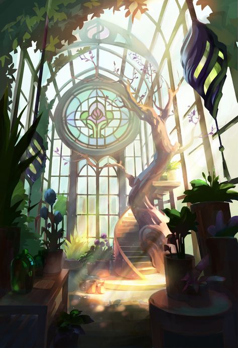 Fantasy Greenhouse, Mood Sketch, Art Style Challenge, Color Script, Disney Fun Facts, Location Inspiration, Fantasy House, Earthship, Vintage Poster Art