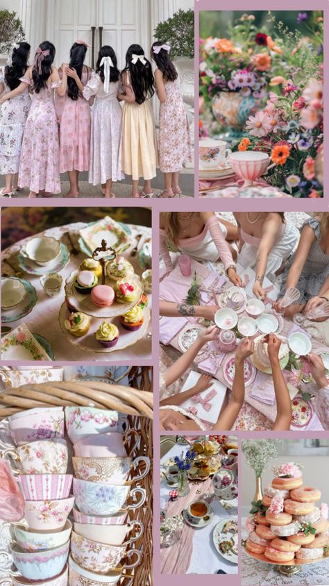 Indoor tea party inspiration Indoor Tea Party, Sweet 16 Tea Party, Tea Party Aesthetic, Bridal Garden Party, Sweet 16 Party Planning, Tea Princess, Vintage Tea Parties, Fairy Tea Parties, Bridal Tea Party