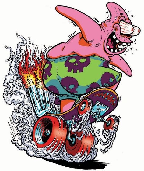 Ed Roth Art, Spongebob Drawings, Ed Roth, Arte Punk, Rat Fink, Mandala Tattoo Design, Cartoon Sketches, Cartoon Tattoos, Graffiti Drawing