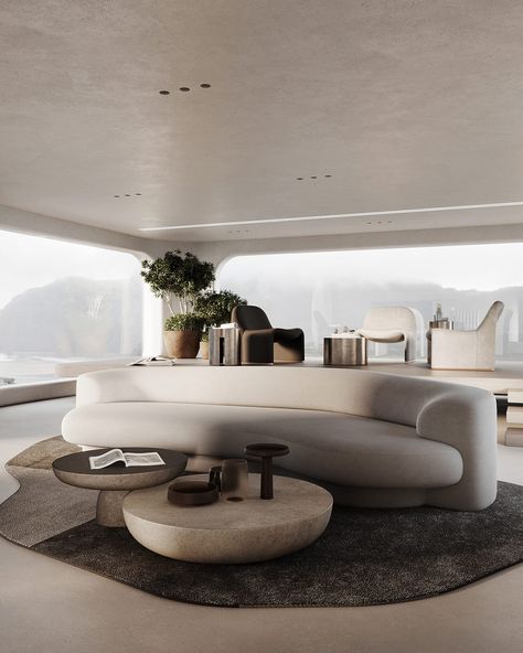 HOME DESIGNING: Rounded-Edge Furniture & Comforting Curves - Contemporary Designers Furniture – Da Vinci Lifestyle Round Furniture, Curved Furniture, Home Design Living Room, Curved Sofa, A Living Room, Interior Furniture, Dream Home Design, Interior Design Trends, Living Room Interior