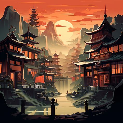 Ninja Background, Architecture Japan, Samurai Jack, Home Tattoo, Anime Scenery Wallpaper, Scenery Wallpaper, Anime Scenery, Art Style, Japan