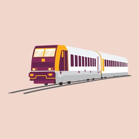 Speed train. Fast moving modern passenger train on railway platform. Commercial transportation. Train Illustration Design, Train Vector Illustration, Transport Poster Design, 1920s Toys, Train Animation, Train Graphic, Train Clipart, Train Vector, Train Illustration