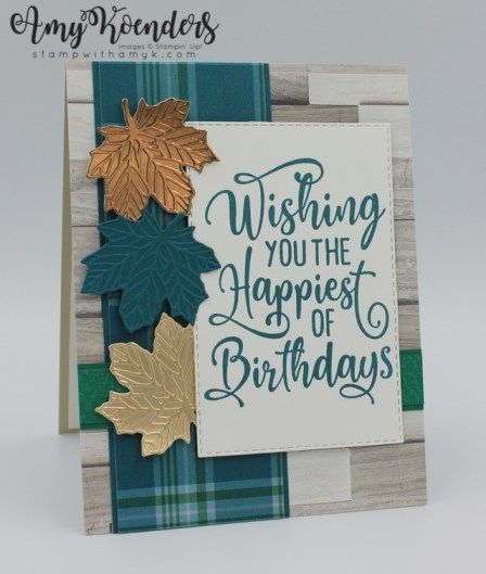 Stampin’ Up! Happiest Of Birthdays Fall Birthday Card With Video Tutorial – Stamp With Amy K Fall Birthday Card, Happiest Of Birthdays, Acetate Cards, Movie Birthday Party, Movie Birthday, Birthday Stamps, October Birthday, Fall Birthday, Some Cards