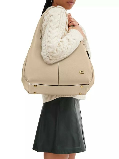 COACH | Lana Pebble Ivory Leather Shoulder Bag Coach Lana Bag Outfit, Coach Cary Shoulder Bag, Lana Shoulder Bag Coach, Coach Lana Shoulder Bag, Coach Lana Bag, Coach Purse Aesthetic, Manifestation 2024, Purse Aesthetic, Uni Bag