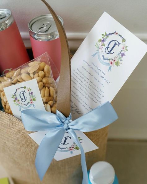 Offering a warm welcome to guests who’ve traveled to attend your wedding sets the tone for a weekend of thoughtful hospitality. And it shows just how much it means to you that they made the trip! What better way to welcome your guests to your celebration than with hand-selected local favorites. For C & J we customized their welcome bags with @gearhartschocolates pistachio toffee, The King Family Crosé wine, and @feridies salted peanuts — all Virginia favorites of this special couple. . . . #... Pistachio Toffee, Salted Peanuts, Welcome Bags, The Trip, Toffee, Pistachio, The King, Virginia, Wine