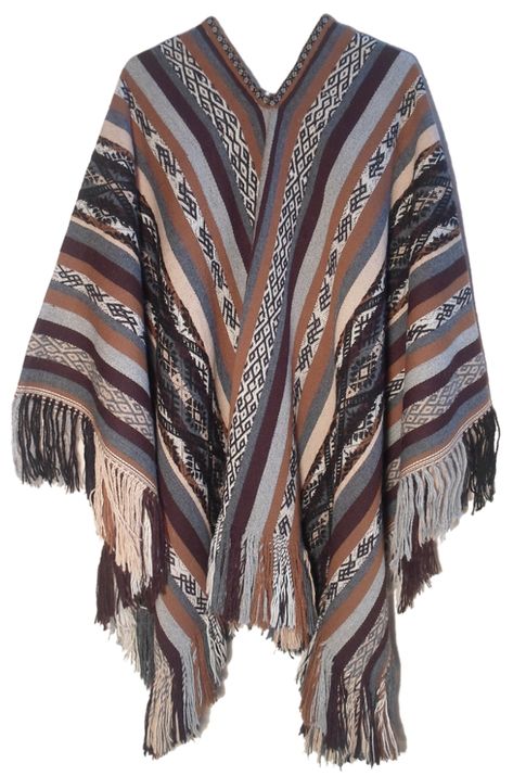 Peruvian Poncho, Poncho Mexican, The Four Directions, Alpaca Poncho, Four Directions, Blanket Poncho, Wood And Acrylic, Hippie Clothes, Native American Fashion