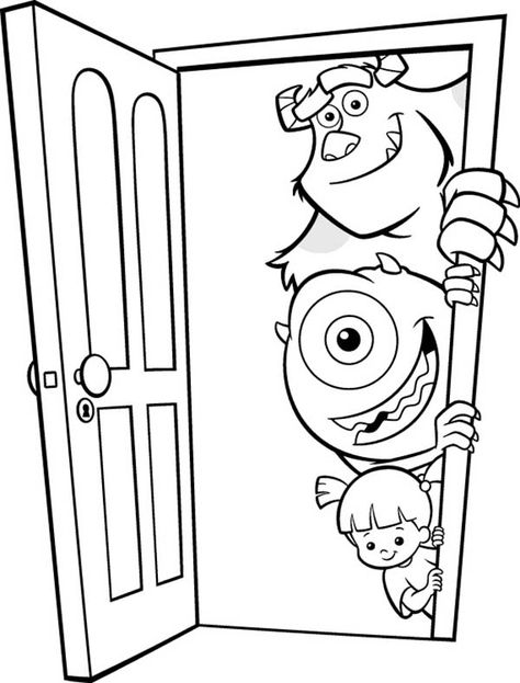 Monsters Inc Doors, Disney Coloring Sheets, Monster Coloring Pages, Disney Colors, Easy Coloring Pages, Cartoon Coloring Pages, Disney Coloring Pages, Disney Fan, Coloring Book Art