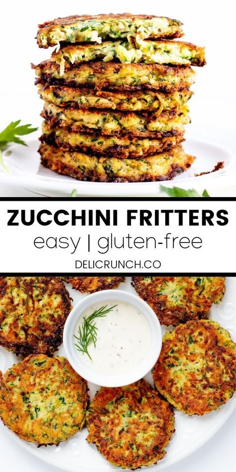 This recipe for zucchini fritters is easy, savory and gluten-free! So crispy fried and perfect for either snacks, sides, or a meal even as a patty for burgers too. You won’t even notice that it’s made of veggies + it has cheese! Kid--friendly too! Zucchini Patty, Gluten Free Zucchini Recipes, Crispy Zucchini Fritters, Easy Zucchini Fritters, Zucchini Patties, Zucchini Fritters Recipe, Healthy Zucchini, Easy Zucchini, Zucchini Fritters