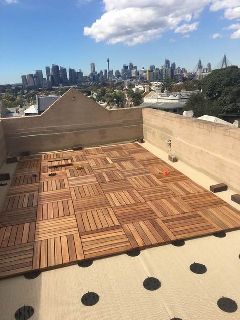 Deck Tile Gallery | Northern Rivers Recycled Timber - NORTHERN RIVERS ​RECYCLED TIMBER Rooftop Balcony, Deck Diy, Decking Tiles, Deck Steps, Hardwood Decking, Floating Deck, Rooftop Terrace Design, Recycle Timber, Deck Tile