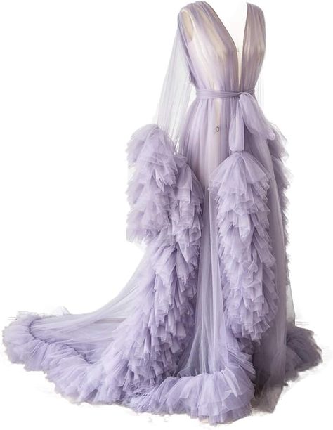 Kelaixiang Tulle Robe Long Lingerie Bridal Dressing Gown Puffy Nightgown Photoshoot at Amazon Women’s Clothing store Nightgown Photoshoot, Bridal Dressing Gown, Maternity Photography Studio, Lingerie Bridal, Wedding Scarf, Bath Robes For Women, Wedding Robe, Lace Decor, Shower Dresses