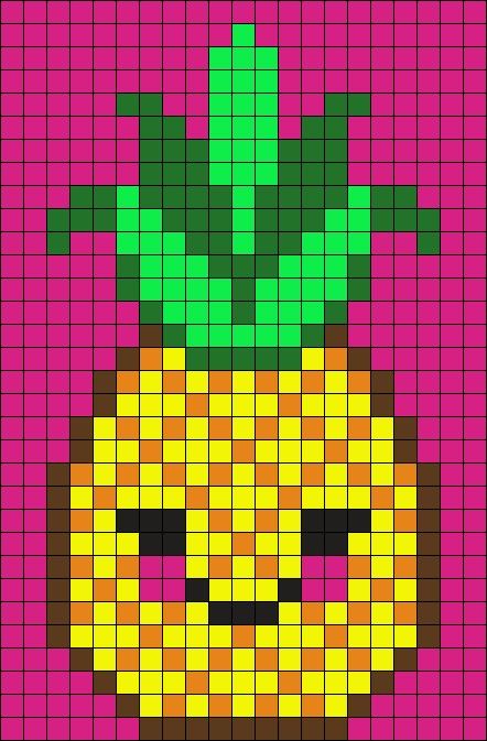 Smiling pixilated 8bit pineapple Pineapple Perler Bead Pattern, Pineapple Pixel Art, Beading Art, Pineapple Painting, Kandi Cuffs, Easy Perler Bead Patterns, Pearl Beads Pattern, Fuse Bead Patterns, Kandi Cuff