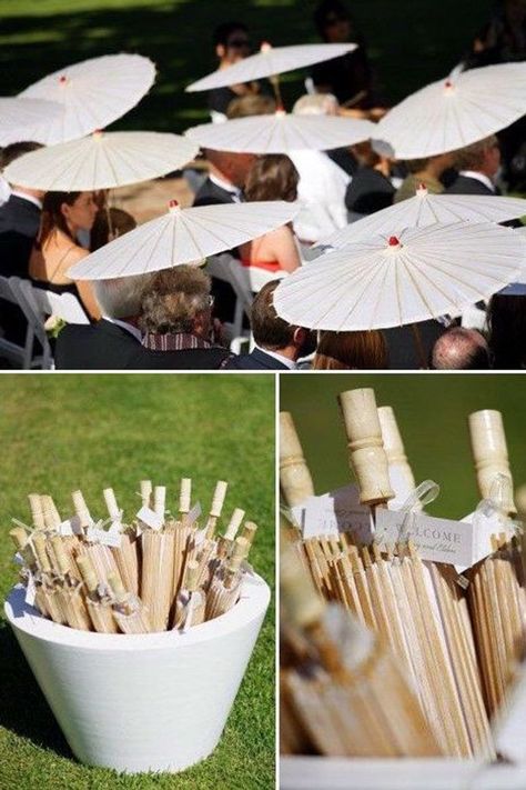 There’s nothing like decorating a venue with parasols to make it feel classy and sophisticated. PaperLanternStore offers many different styles, sizes, shapes, and materials to match your party or wedding. Whether you hand them out to guests or use them as part of your décor, wedding parasols make a lasting impression. | Wedding Decorations, Wedding Party Decoration, Wedding Ceremony Decor Wedding Colombia, Parasol Wedding, Boda Ideas, Paper Parasol, Bbq Wedding, Candle Wedding, Umbrella Wedding, Summer Wedding Colors, Wedding Bridal Party