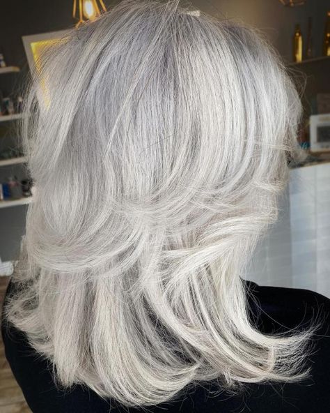 Longer Silver Hairstyle for Seniors Flipped Ends, Hairstyles For Seniors, Long Hairstyles For Women, Loose French Braids, Women Haircuts Long, Grey Hair Over 50, Hair Adviser, 50 Hair, Hairstyles For Women Over 50