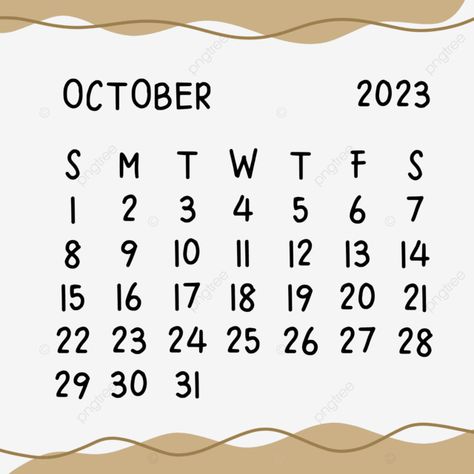 October Calendar 2023, 2023 Calendar Aesthetic, October 2023 Calendar, Calendar October, October Month, Image Simple, Calendar Png, Simple Calendar, Calendar Background