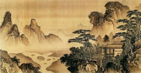 House In Mountains, Ancient China Art, Chinese Home Decor, Asian Wall Art, Chinese Home, Chinese Paintings, Art Chinois, Ancient Paintings, Magic Realism