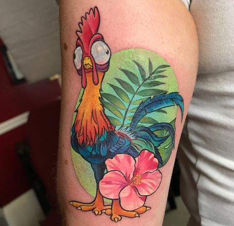 Hei Hei tattoo 💝 Hei Hei Tattoo, Hei Hei Moana, Moana Tattoos, Disney Inspired Tattoos, Ink Master Tattoos, Tattoo Fixes, Chicken Tattoo, Disney Sleeve, Anchor Tattoo Design