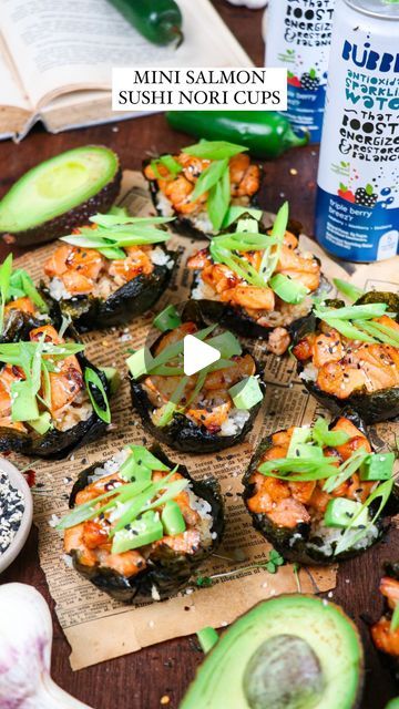 142K views · 20K likes | Lauren Sephton | Bright Moment Co. on Instagram: "These Mini Salmon Sushi Nori Cups are a super fun and easy way to make sushi at home without any mess! 😉 Served with @drinkbubblr Triple Berry Breez’r because you know we love a good dinner & drink combo 🍹✨

INGREDIENTS 

@drinkbubblr Triple Berry, for serving
2 tbsp. Butter, softened
1 lb. Salmon, skin removed and finely cubed
2 tbsp. Soy Sauce
2 tbsp. Japanese Mayo, or regular mayo
1 tbsp. Apple Cider Vinegar
½ tsp. Salt
½ tsp. Black Pepper
1 ½ cups Cooked Sushi Rice
2 tbsp. Rice Vinegar
8-12 Nori Seaweed Wraps
 
INSTRUCTIONS

1. Preheat oven to 400F. Grease a muffin tin with butter. Place in the freezer while you prepare the salmon. 
2. In a large bowl, combine the finely chopped salmon, soy sauce, mayo, apple Nori Cups, Seaweed Wraps, Make Sushi At Home, Cooked Sushi, Sushi Nori, Japanese Mayo, Seaweed Wrap, Salmon Soy Sauce, Make Sushi