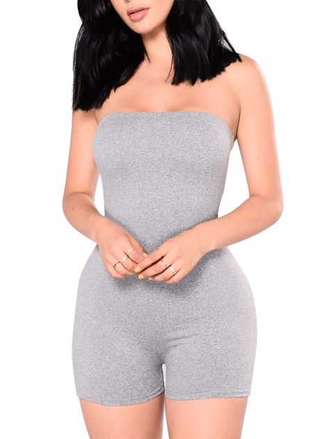 Strapless Playsuit, Elegante Y Chic, Summer Playsuit, Off Shoulder Jumpsuit, Bodycon Jumpsuit, Fitted Jumpsuit, Short Playsuit, Strapless Jumpsuit, Romper Outfit