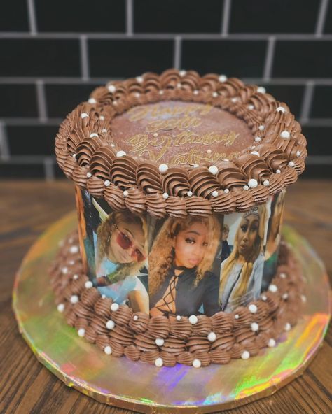 Chocolate on Chocolate... Happy Birthday 🎂 #odenisecupcakesandsweets #millbrookalabamabaker ##smallbusiness ##cakedecorating ##cakesofinstagram Cake With Face Picture, Cake Ideas 18th Birthday, Photo Cake Ideas Pictures, Birthday Inpos, Picture Birthday Cake, Photo Birthday Cake, Picture Cake, Big Birthday Cake, Circle Cake