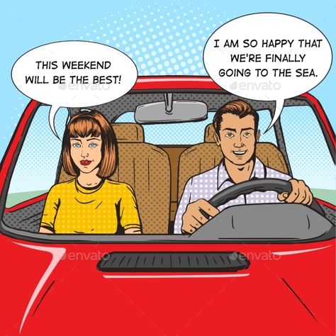 Family Couple In Car Pop Art Style Vector Car Pop Art, Couple In Car, Train Illustration, Illustration Comic, Family Couple, Conceptual Illustration, Pop Art Style, Comic Book Style, Car Illustration