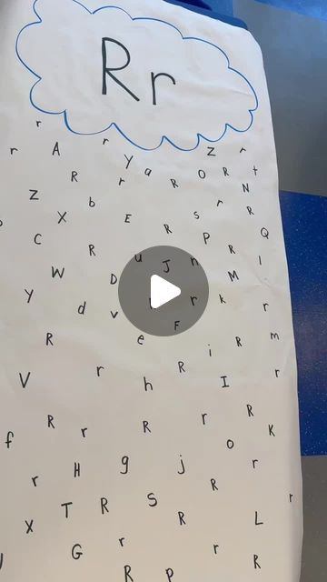 Preschool Vibes on Instagram: "Letter R Activity: Raindrop Search 🌧️✏️ In this video, I showcase a fun hands-on activity for learning the letter R. I've created a giant cloud with the letter R at the top, on white butcher paper. Below it, numerous letters are written, with a majority being Rs. Watch as students use blue markers to circle an R, turning each into a raindrop. It's a creative and engaging way to reinforce letter recognition! #PreschoolVibes" R Letter Activity, Letter R Activity For Preschoolers, Letter R Crafts For Kindergarten, Butcher Paper Activities Kindergarten, Butcher Paper Activities Preschool, R Activities For Preschool, Letter R Activity, Letter R Activities For Preschool, R Activity