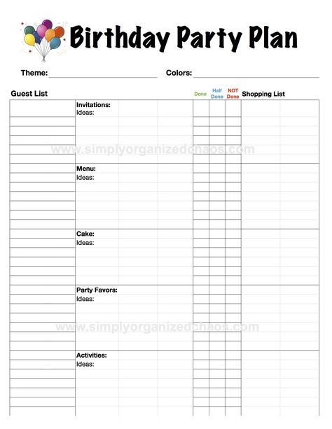 Plan a party on one sheet of paper! From the Guest List to the Party Favors! Use this template to guide you through the invites, menu, cakes, party favors and activities. Whether it is just to jot down contact information for a bakery or to write out the items you would like for the party favors! There is even space for your shopping list, food, paper goods and the balloons!! Wedding Invitation List, Brownie Crafts, Menu Planner Template, Event Planning Brochure, Guest List Template, Wedding Guest List Template, Event Planning Business Cards, Girly Birthday, Event Planning Template