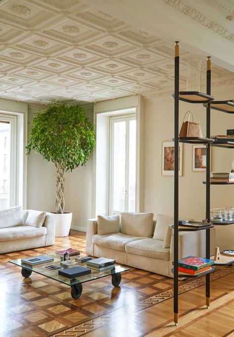 Light Takes the Lead Inside This Charming Milan Apartment | Architectural Digest Rome Apartment, Interior Restaurant, Bed Nook, Milan Apartment, Herringbone Wood Floor, To Alice, Beautiful Houses, Living Proof, Coffered Ceiling