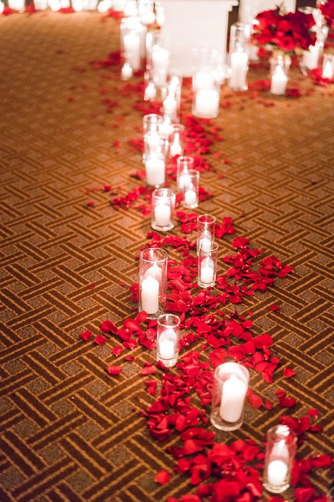 Never too many rose petals and candles | #CCLweddings #proposalideas #flowers Rose Petal Proposal, Rose Petals And Candles, Candle Path, Proposal Candles, Romantic Room Decoration, Valentines Surprise, Flower Garland Wedding, February Wedding, Rosé Theme