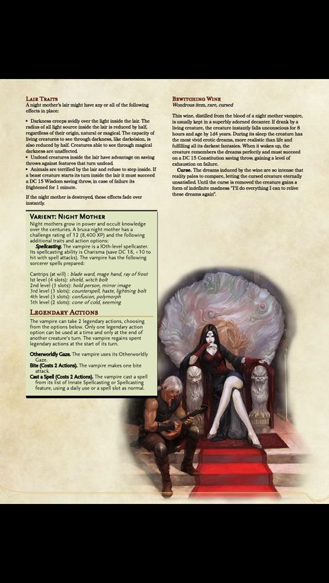 Vampire lair stats homebrew Witcher Monsters, Dungeon Master's Guide, Dnd Races, Dungeons And Dragons 5e, Dungeons And Dragons Classes, D D Monsters, Dnd 5e Homebrew, Dragon Rpg, Pathfinder Rpg