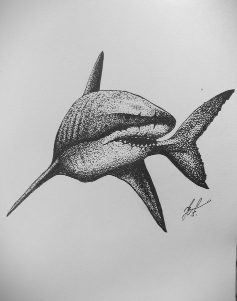 Hai Tattoo, Memorial Tattoo Ideas, Shark Silhouette, Dotted Drawings, Intense Emotions, Stippling Art, A Level Art Sketchbook, 4 Tattoo, Shark Art