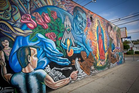 Hispanic Culture, Virgin Of Guadalupe, Murals Street Art, Chicano Art, Green Valley, Hispanic Heritage, Mexican Art, Stamp Design, Street Art