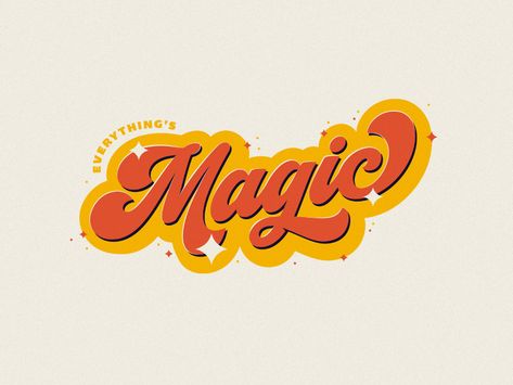 Typographic Stickers, Magic Font, Typographie Logo, Retro Type, Graphisches Design, Magic Design, 카드 디자인, Design Sticker, Retro Logo