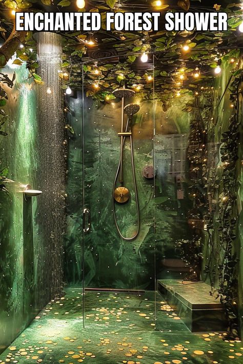 Uncover the hidden wonders of nature with these enchanting forest showers. 🌳💫 Experience a moment of tranquility amidst the lush greenery. #EnchantedNature #ForestMagic #NatureEscape #SerenityMoment #OutdoorOasis #DiscoverWilderness Enchanted Forest Bathroom Ideas, Greenhouse Bathroom Ideas, Enchanted Bathroom Ideas, Magical Bathroom Decor, Nature Themed House, Forest Bathroom Theme, Forest Themed Bathroom, Enchanted Forest Bathroom, Enchanted Bathroom