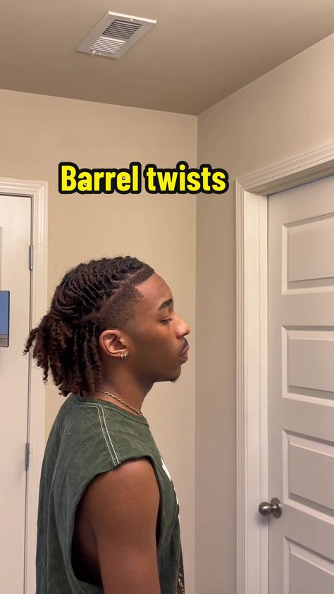 Men’s Barrel Twist, Barrel Braids Men, Barrel Loc Styles Men, Men’s Retwist Styles, Starter Locs Barrel Twist Men, Barrel Locs Men, Half Up Half Down Barrel Twist Locs Men, Random Part Locs, Barrel Locs Dreads Men