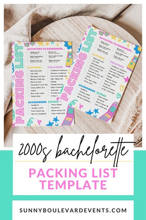 Bachelorette Packing List, Bachelorette Party Packing List, 2000s Bachelorette Party, Y2k Bachelorette Party, Y2k Bachelorette, Funny Drinking Games, Planning A Bachelorette Party, Scottsdale Bachelorette Party, Packing List Template