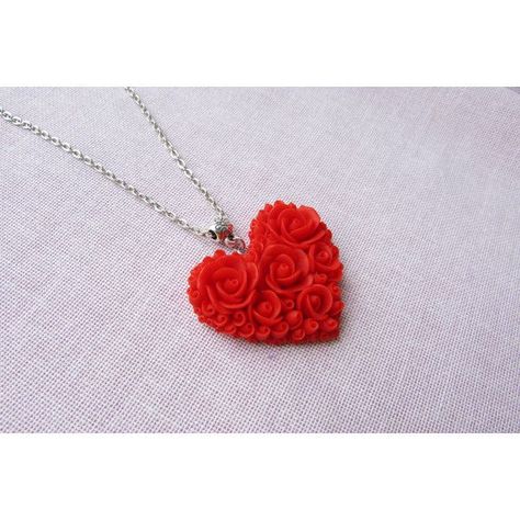 🌹love is in the air🌹 Love, be in love Amore,Valentine's day amor,爱,Liebe,amour,حب Heart Necklace Red, Red Heart Pendant, Necklaces Red, Diy Necklace Making, Red Heart Necklace, Clay Keychain, Polymer Clay Flower Jewelry, Rose Heart, Polymer Clay Jewelry Diy