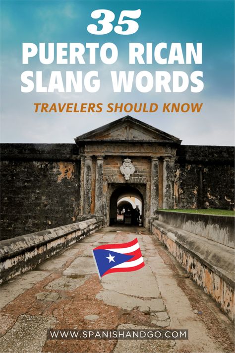 Have you ever had trouble understanding someone speaking Spanish from Puerto Rico? We moved to Puerto Rico in 2019, and today we wanted to give you 31 of the most common slang words you'll hear in La Isla del Encanto to help you understand Puerto Rican Spanish better. #learnSpanish #Spanishwords #Spanishphrases #speakSpanish #readSpanish #understandSpanish #writeSpanish #Spanish #Spanishresources #guides #PuertoRico #PuertoRicanSpanish #Slang #travel #travelSpanish Puerto Rican Slang Words, Puerto Rico Spanish, Puerto Rican Phrases, Puerto Rican Spanish Language, Puerto Rican Inspired Tattoos, Moving To Puerto Rico, Puerto Rican Aesthetic, Puerto Rican Spanish, Puerto Rican Slang