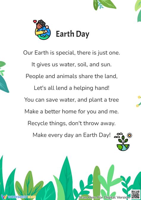 What students should do in the Earth Day? Exploring with this poem right now and thinking about your roles and your actions. Try it out! #earthday #theearth #poems #earthdaypoems #printables #worksheet #holidays #kidsactivities #printableforkid #reading #poemsforkids #pdf Poem About Environment, Poem About Earth, Iris Quotes, Poem With Rhyming Words, Poem On Environment, Inspirational Poems For Kids, Earth Day Speech, Poem Worksheet, Earth Day Poems